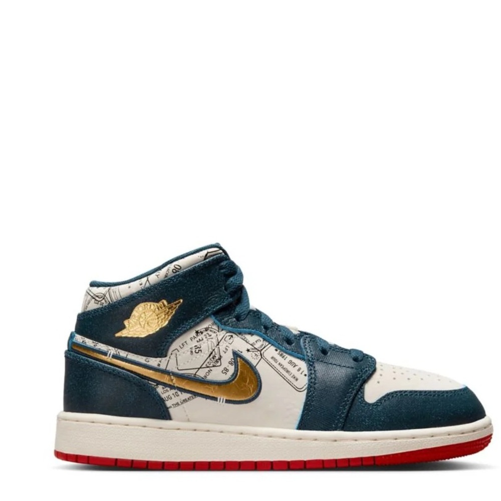 NEW Nike Air Jordan 1 Mid SE Armory Navy/Metallic Youth 6.5 =Women 8 FN1353 400